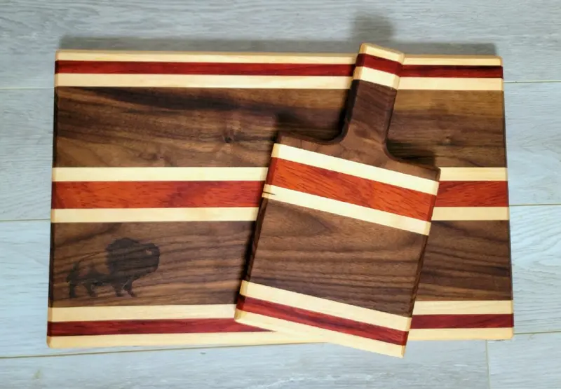 Bison-Inspired Natural Wood Cutting Board Set 1