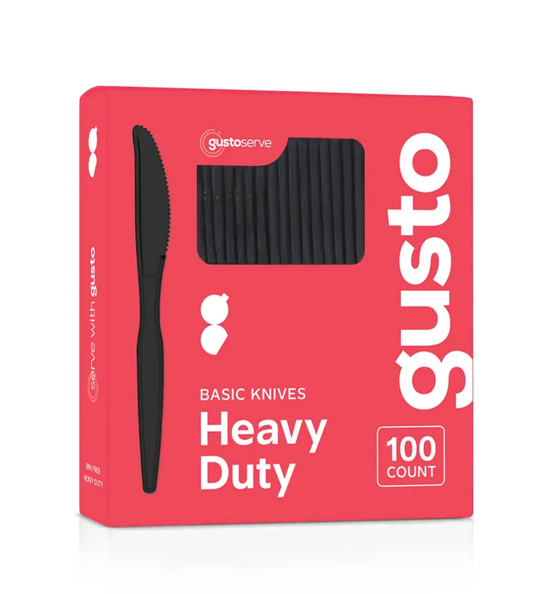 Black Basic Plastic Knives – Sleek Heavy-Duty Disposable, 100-Count 1
