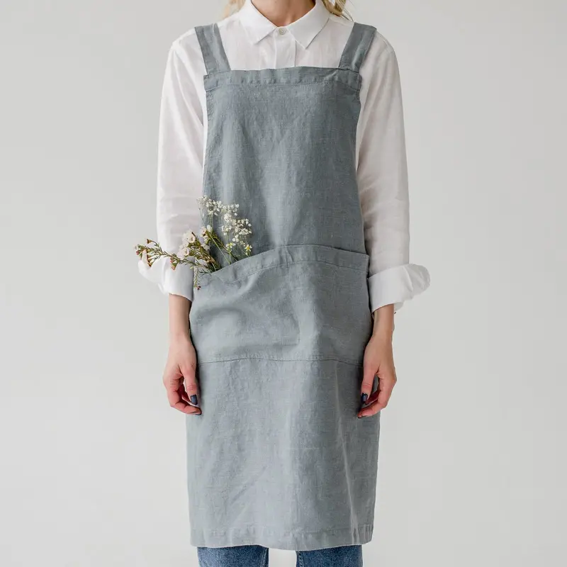 Blue Fog Linen Crossback Chef Apron 1