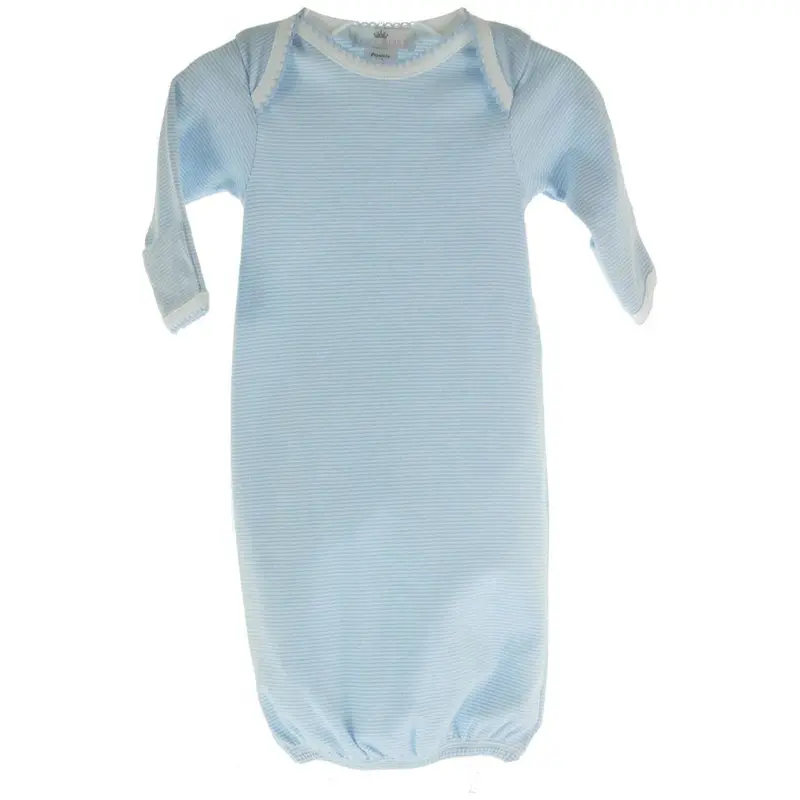 Blue Striped Gown – Premium Pima Cotton Infant Gown With Gentle Stripe Pattern 1