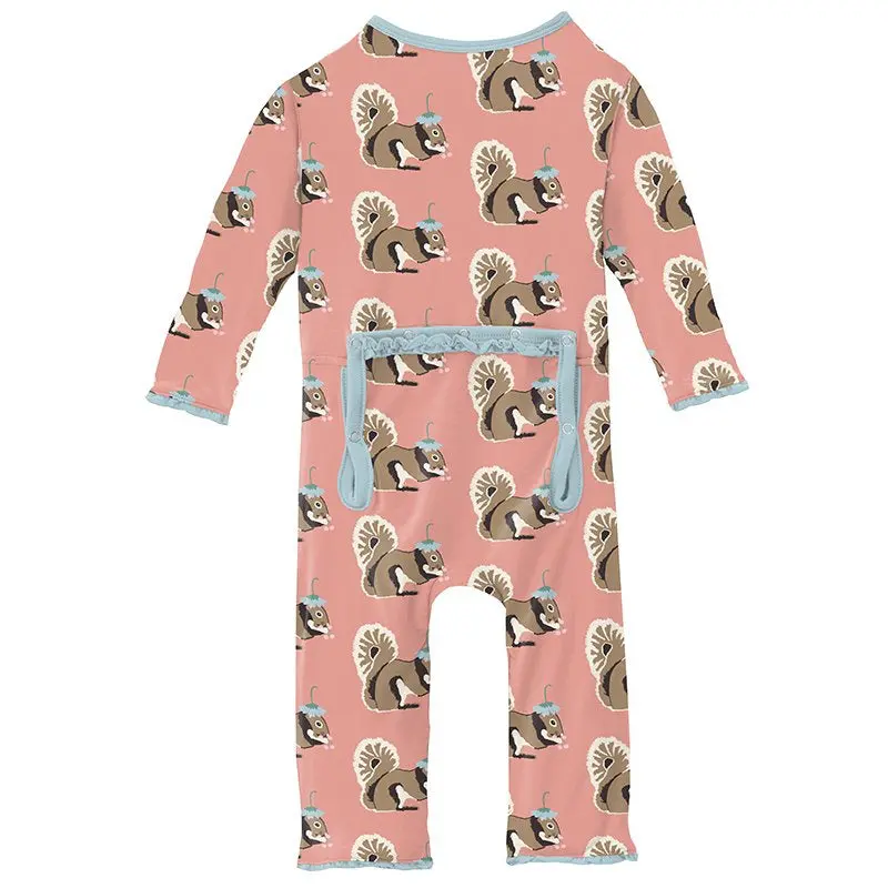 Blush Squirrel With Flower Hat Muffin Print Coverall With Zipper 1