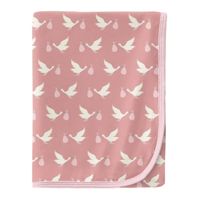 Blush Stork Design Swaddle Blanket 1