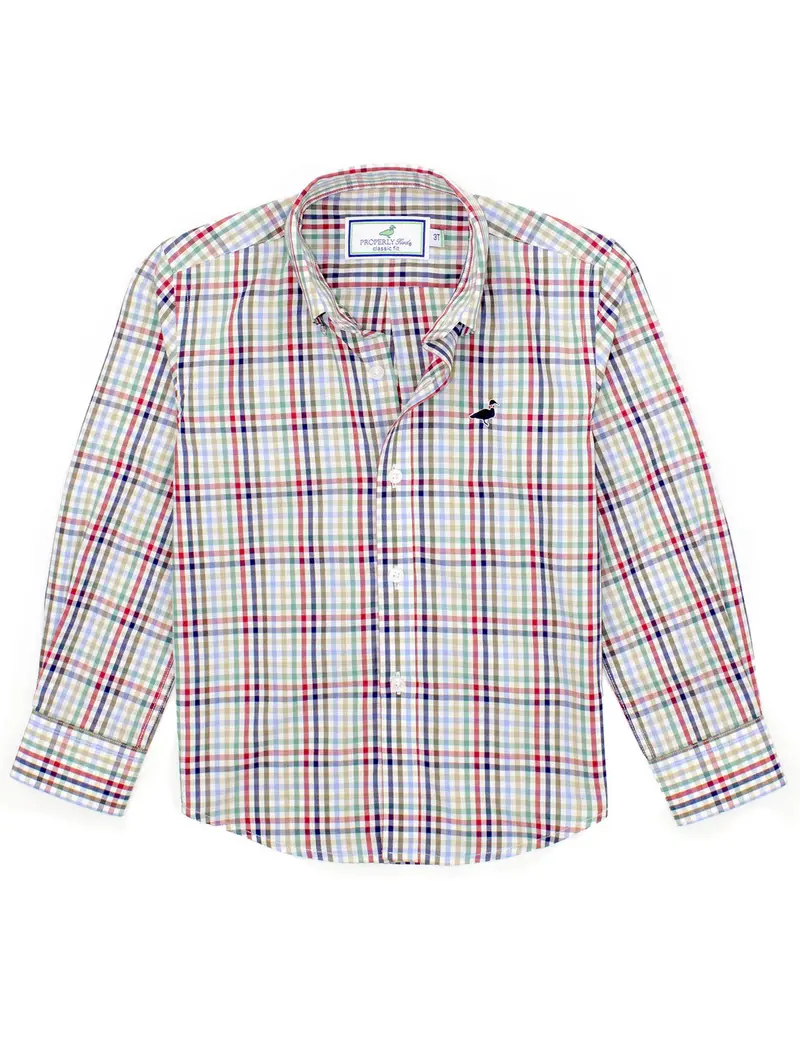 Boys Autumn Trail Seasonal Sportshirt – Earth-Tone Casual Shirt 1