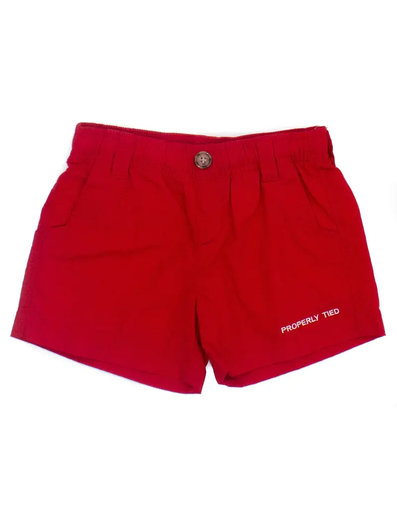 Boys Bold Red Mallard Shorts – Vibrant Summer Wear 1