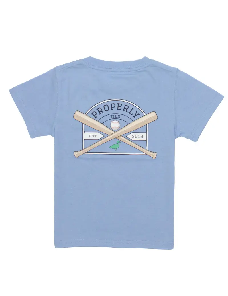 Boys' Light Blue Baseball Shield Short Sleeve Shirt 1