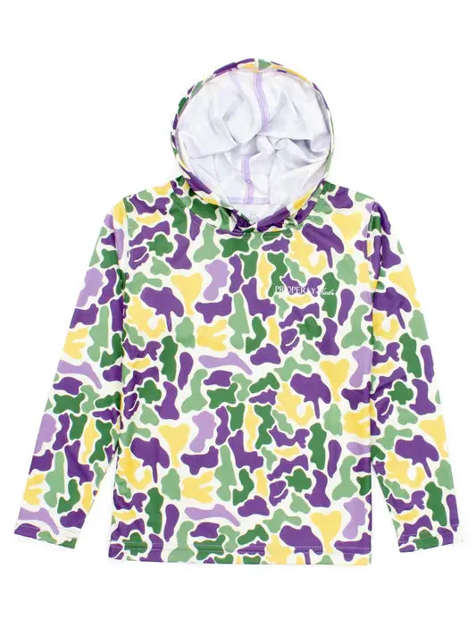 Boys Performance Hoodie In Mardi Gras Camo – Sportsman Collection 1
