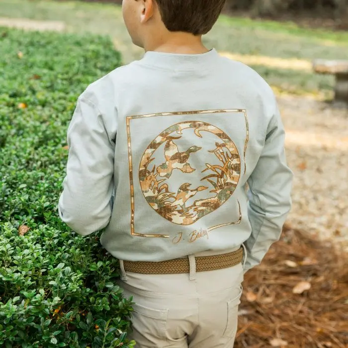 Boys' Sage Long-Sleeve Tee With Minimalist Duck Silhouette 1