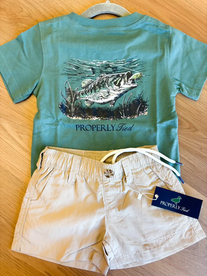 Boys 'Set The Hook' Fishing Tee – Marine Green Ss 1