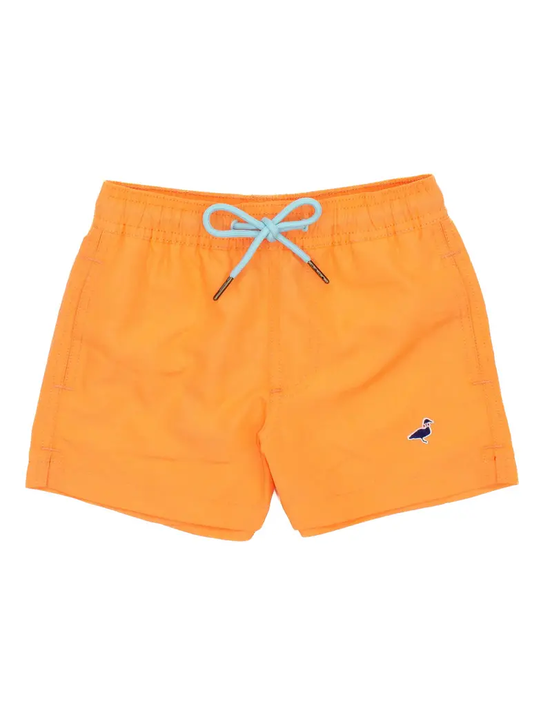 Boys Swim Trunks In Cantaloupe – Quick-Dry Tropical Print 1