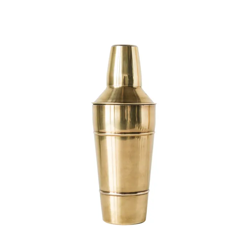 Brass-Accented Stainless Steel Cocktail Shaker 1