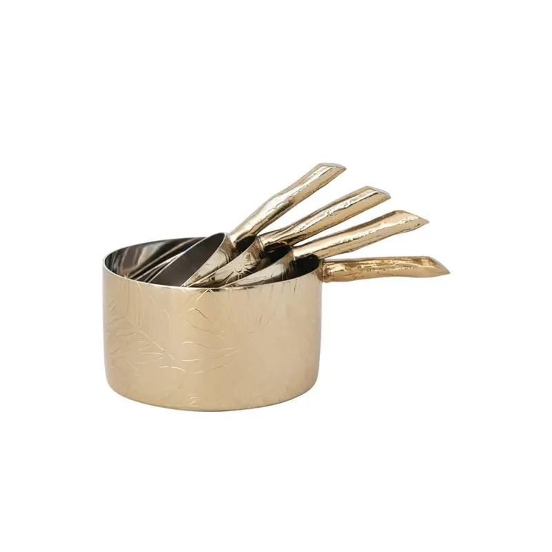 Brass-Accented Stainless Steel Measuring Cups 1