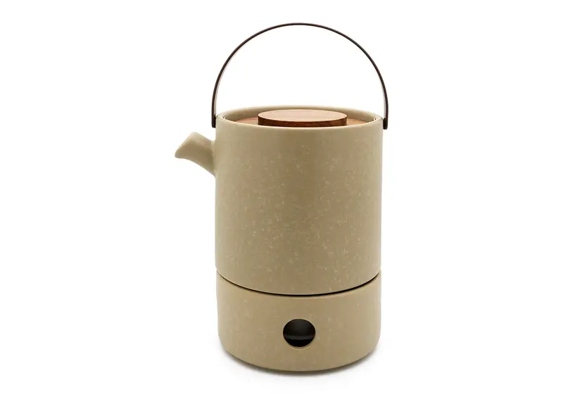 Bredemeijer Umea Clay Grey Matte Ceramic Tea Set – 1.2L Teapot With Tea Light Holder 1