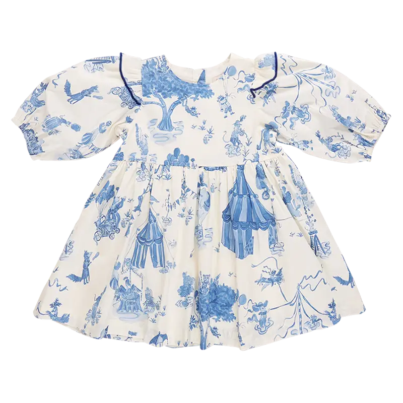 Brooke Girls' Circus-Themed Blue Dress 1