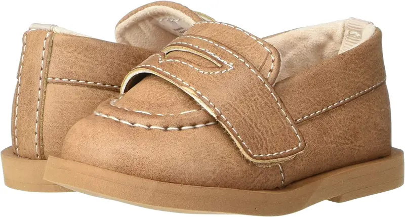 Brown Burnished Leather Loafer Shoes 1