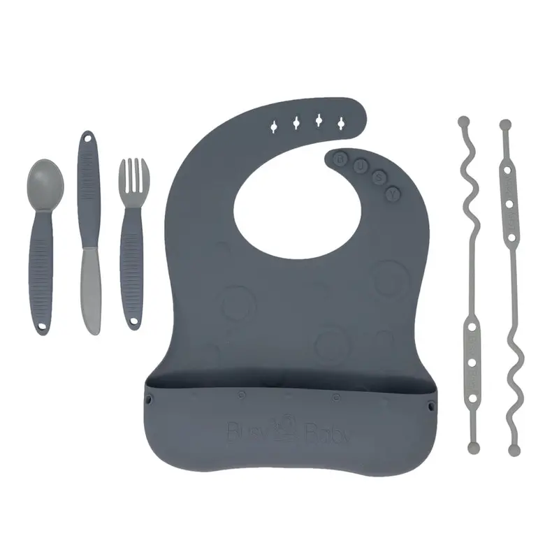 Busy Baby Bungee Bib And Utensil Combo Set 1