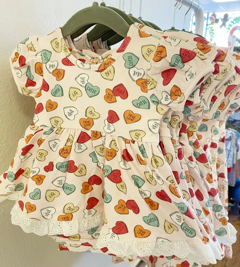 Candy Hearts Eyelet Bubble Sleeve Dress 1