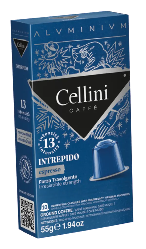 Cellini Nespresso-Compatible Intrepido Ristretto Capsules – 10 Aluminum Pods 1
