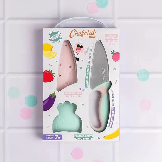 Chefclub Child-Safe Knife With Finger Guard – Pastel Design 1