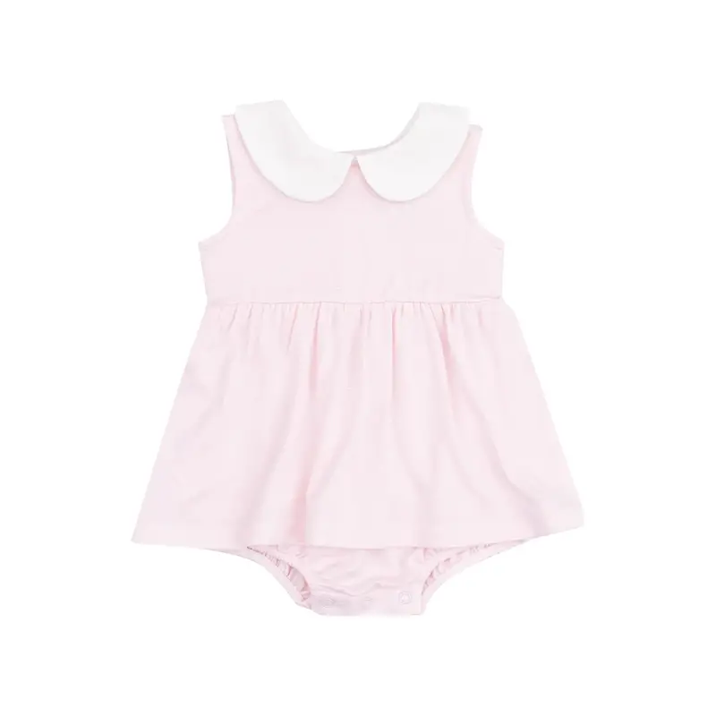 Classic Pink Striped Peter Pan Collar Bubble Dress With Skirt 1