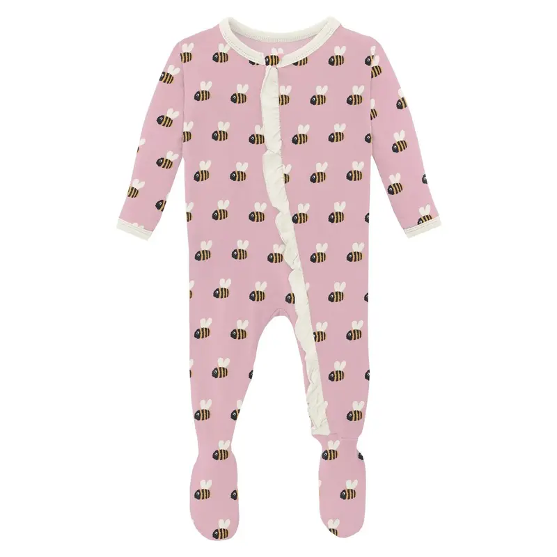 Classic Ruffle Footie With Two-Way Zipper – Cake Pop Baby Bumblebee 1