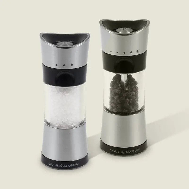 Cole & Mason Horsham Salt & Pepper Mills – Modern Wooden Grinder Pair 1
