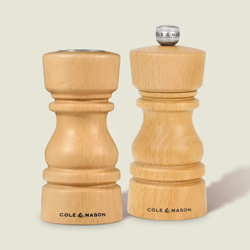 Cole & Mason London Natural Beech Wood Salt And Pepper Set 1