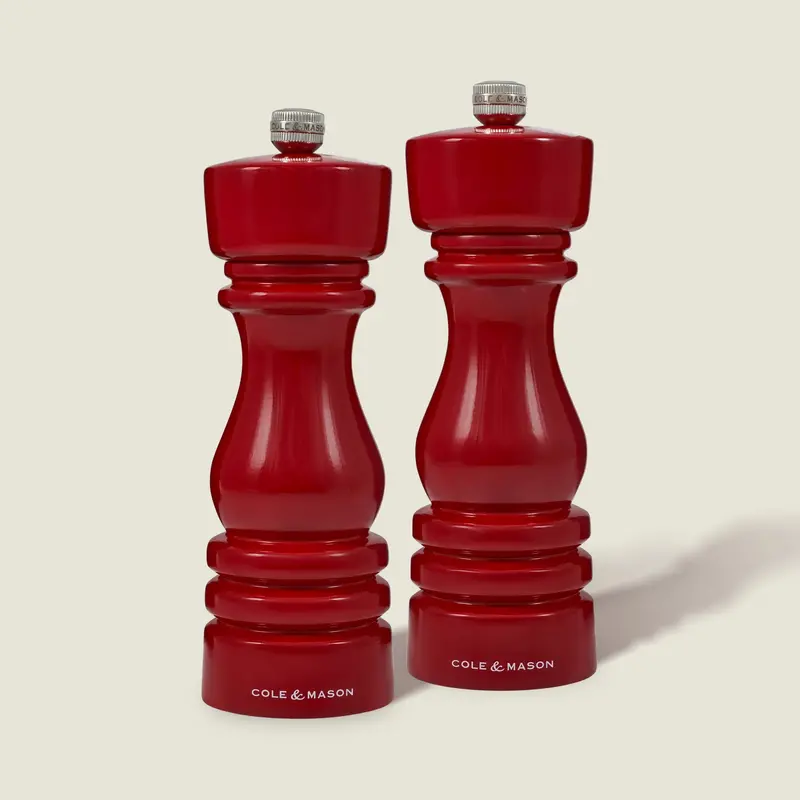 Cole & Mason London Red Gloss Salt & Pepper Mills – 7-Inch Stylish Pair 1