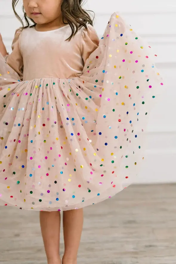 Confetti Cream Diana Dress For Girls 1