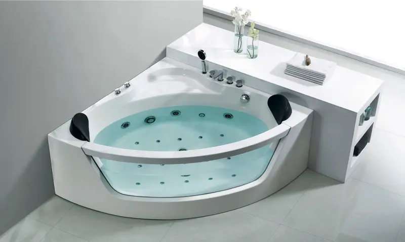 Corner Dual-Person Hydrotherapy Whirlpool Tub – Air & Water Jet System 1