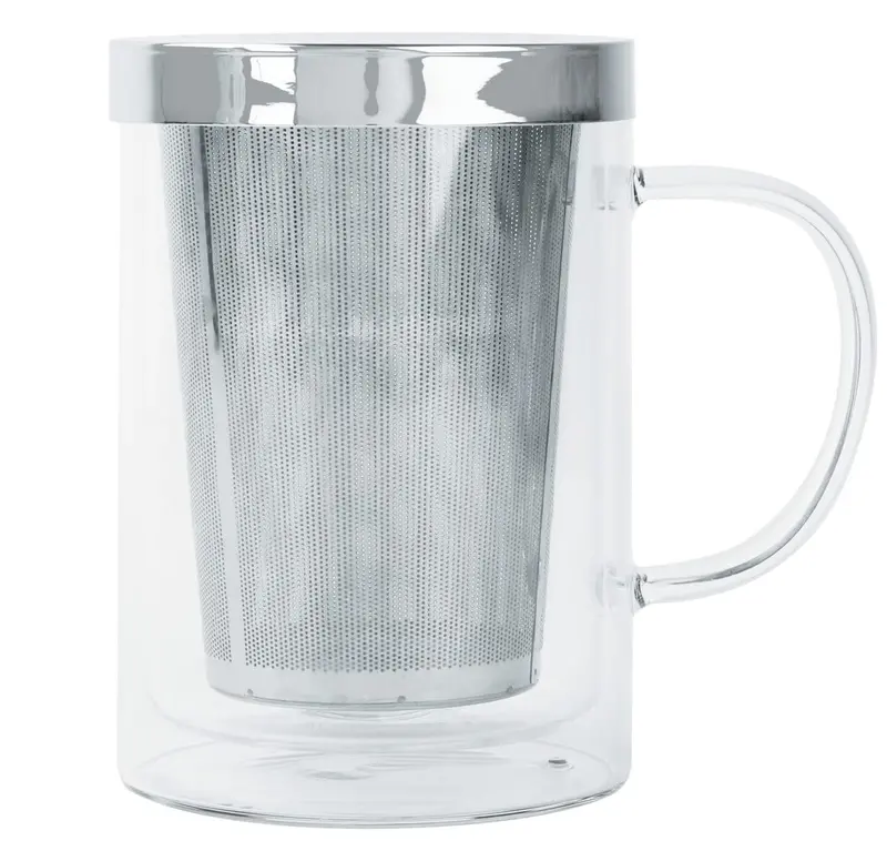 Cristel Verbena Double-Wall Glass Teacup With Built-In Infuser – 400 Ml 1