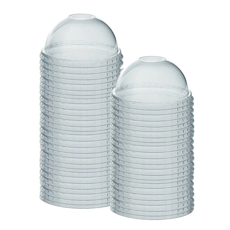 Crystal-Clear Pet Dome Lids With Straw Slot – Compatible With 12–24 Oz Milkshake Cups, 100-Pack 1