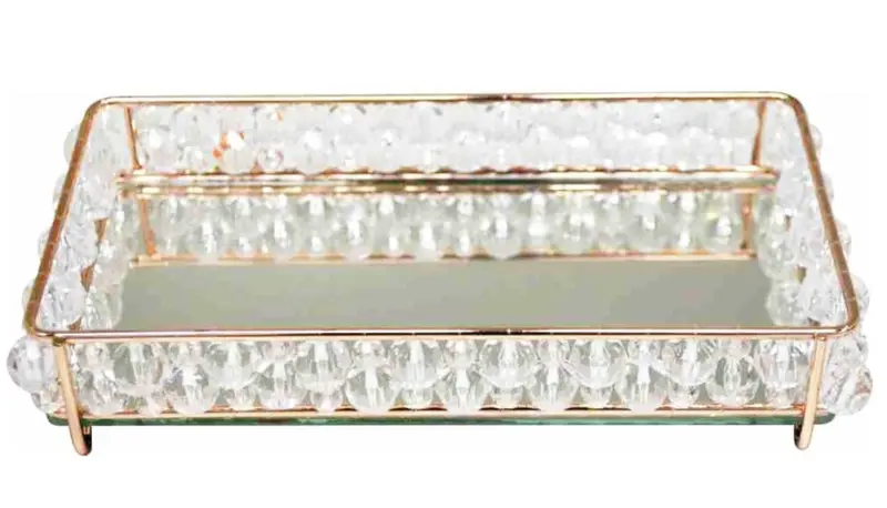 Crystal-Dual Tray In Rose Gold Finish (10X20 Cm) 1