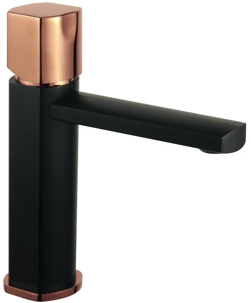 Dual-Tone Basin Faucet – Black Matte & Rose Gold Finish 1