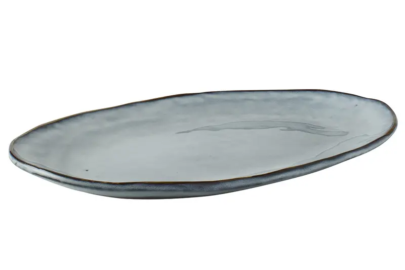 Dutch Rose Organic Blue Oval Serving Dish – 34 X 23 Cm Handmade Ceramic 1