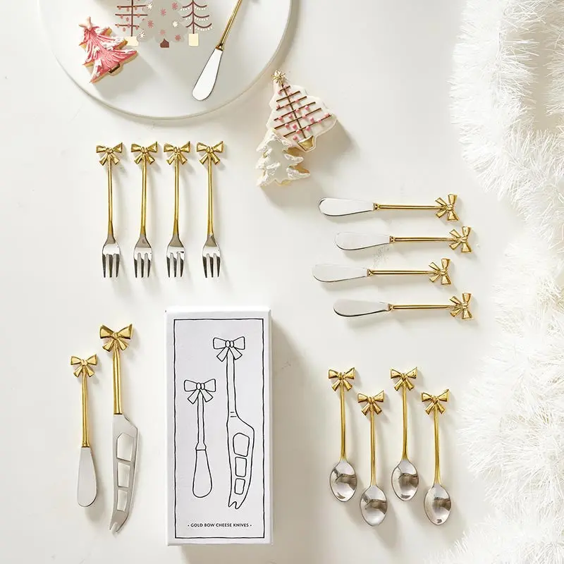 Elegant Gold Bow-Shaped Serving Utensil Set 1