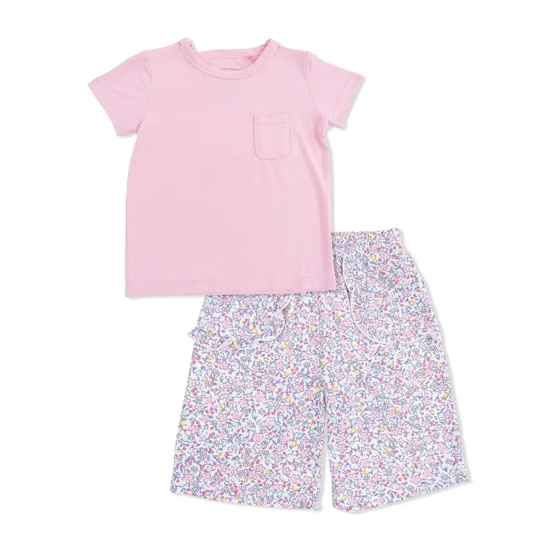 Elizabeth'S Garden Short Sleeve Top And Wide-Leg Pant Set 1