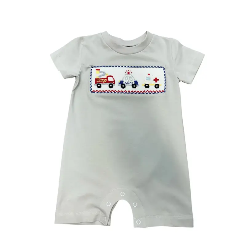 Emergency Vehicle Smocked Romper For Toddlers 1