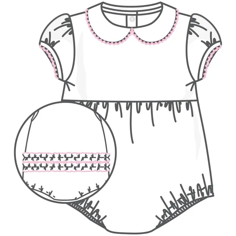 Essentials Solid Collared Ruffle Bubble In White And Rose 1