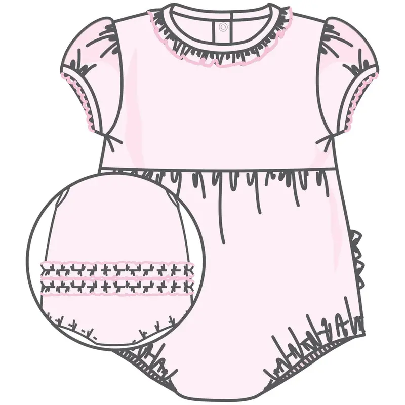 Essentials Solid Ruffle Bubble Romper In Blush Pink 1