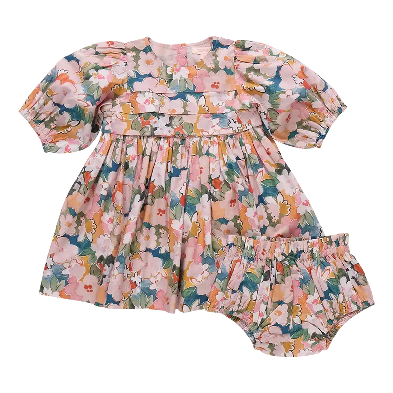 Evelyn Watercolor Dress Set For Baby Girls 1