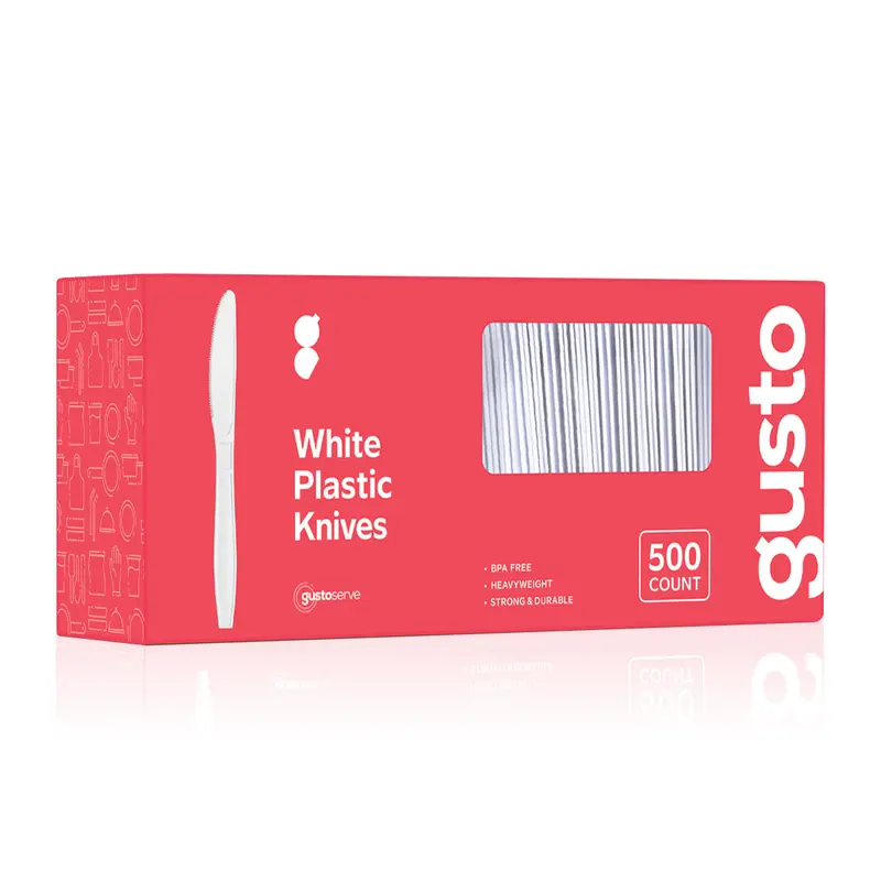 Extra-Heavyweight White Disposable Plastic Knives (500-Pack) 1