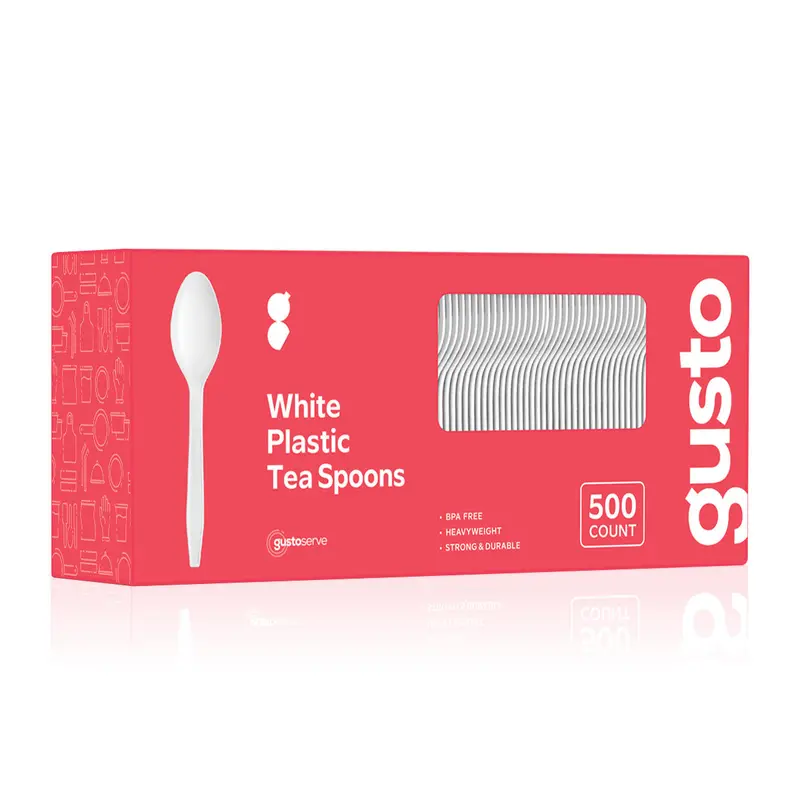 Extra-Heavyweight White Plastic Tea Spoons – 3000-Count 1