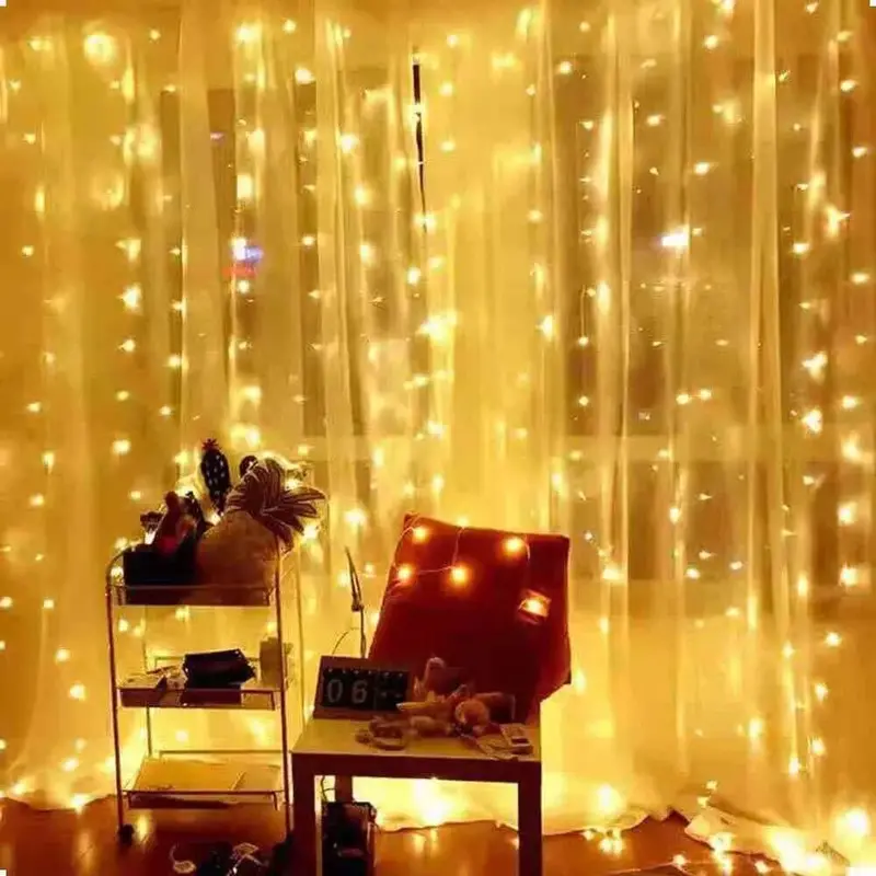 Festive Christmas Led Curtain – Twinkling Holiday Window Or Wall Light Display 1