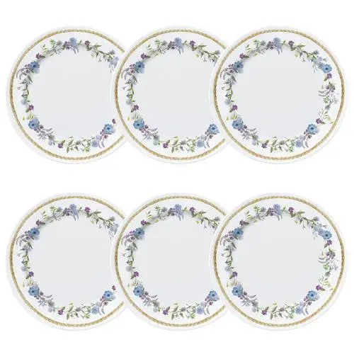Floral Chic Dessert Plate Set – 6-Piece Lightweight Porcelain Serving Line 1