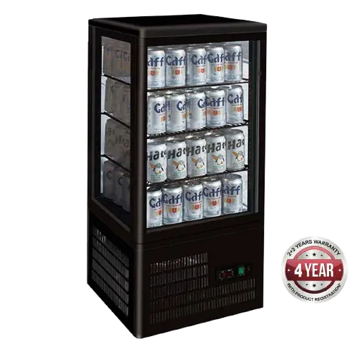Four-Sided Black Countertop Display Refrigerator – Premium Finish 1