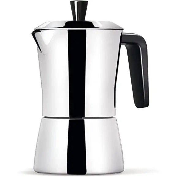 Giannini Tua 6-Cup Stainless Steel Stovetop Espresso Maker – Matte Black Handle 1