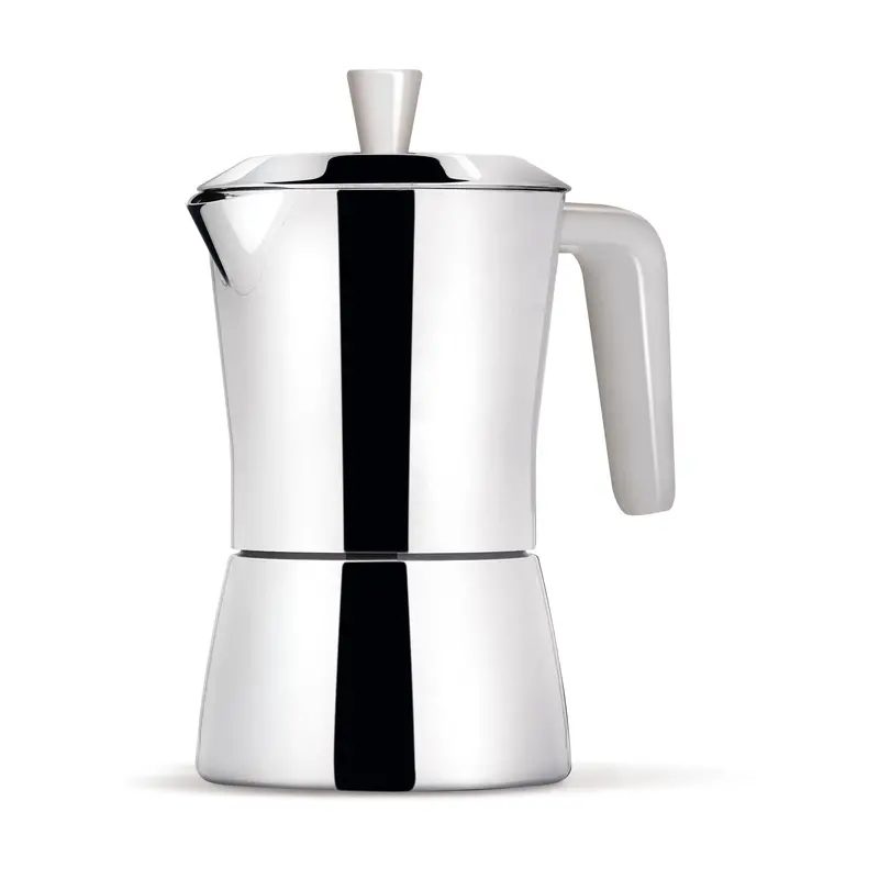 Giannini Tua Stovetop Espresso Maker – 6-Cup, Stainless Steel With White Handle 1