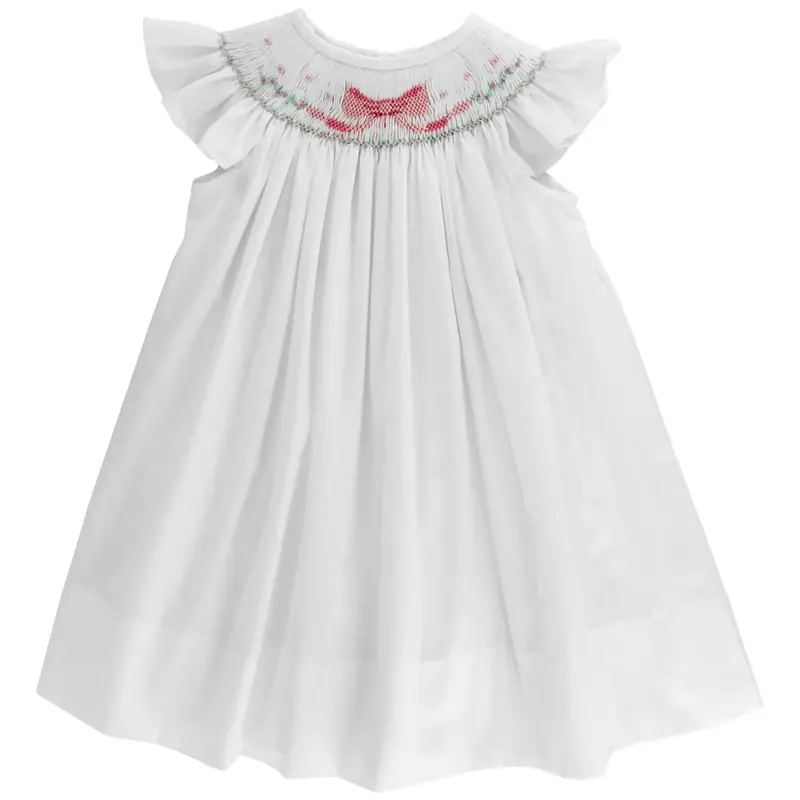 Girls Bishop Sleeve Dress With Bow Detail 1