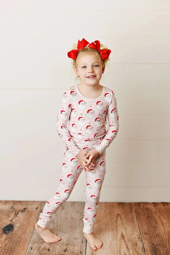 Girl'S Holiday Holly Jolly Santa Pajama Set By Serendipity 1