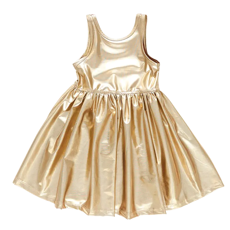 Girls' Liza Lame Gold Dress 1